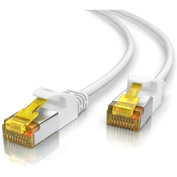 Primewire Slim Patchkabel Cat 7, Gigabit Kabel, 10000 Mbit Netzwerkkabel - 10m LAN-Kabel, CAT.7, RJ-45 (Ethernet) (1000 cm), für Router, Modem, Switch, PC, idea