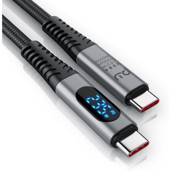 Primewire Thunderbolt 3 Kabel, USB 4 Typ C USB-Kabel, USB-C, (50 cm), Gen 3x2-100 Watt Ladekabel / Datenkabel 40 Gbit/s mit Display, 0,5m