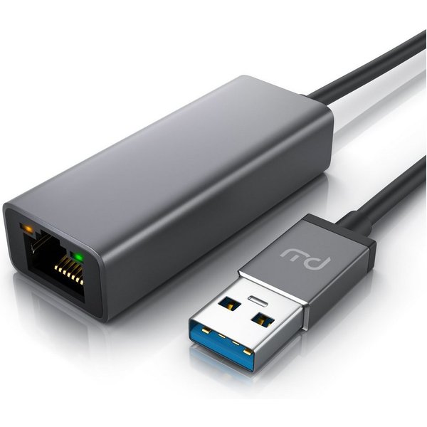 Primewire USB 3.2 Netzwerkadapter, extern Gigabit RJ45 Anschluss, Kabel 13,5 cm Netzwerk-Adapter USB Typ A zu RJ-45 (Ethernet), USB TYP A Stecker auf RJ45, bis 