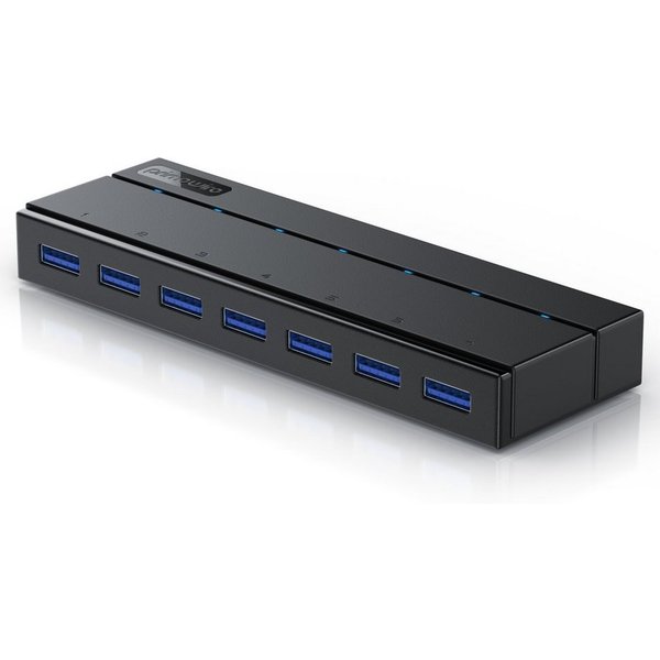 Primewire USB-Adapter USB Typ A Stecker zu 7x USB Typ A Buchse, aktiver 7 Port USB 3.0 Hub mit Netzteil Hot-Plug / Super Speed