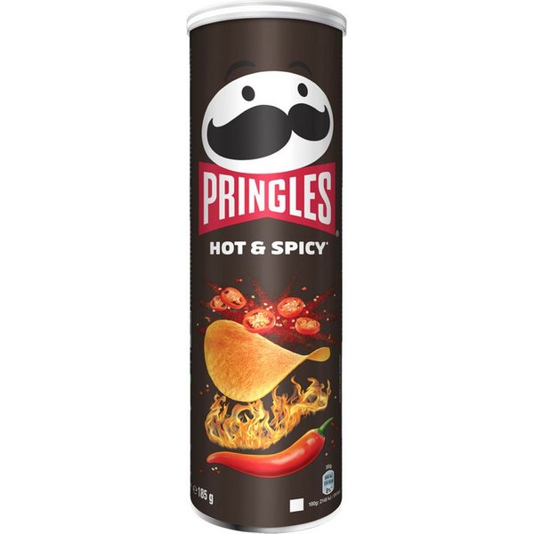 Pringles Knabberei, Pringles Hot and Spicy Stapelchips mit scharf würzigem Geschmack 185g