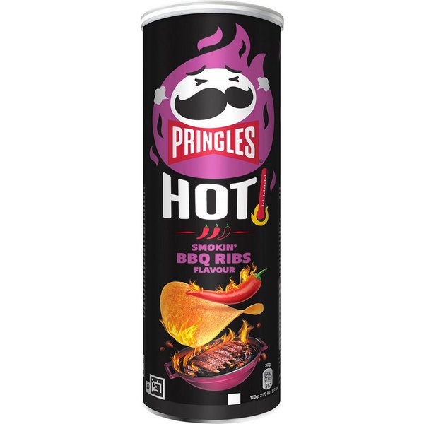 Pringles Knabberei, Pringles Hot Smokin BBQ Ribs Stapelchips Barbecue Geschmack 160g
