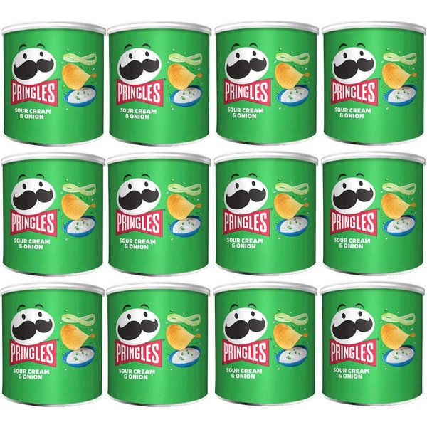 Pringles Knabberei, Pringles Sour Cream and Onion Sauerrahm und Zwiebeln 70g 12er Pack