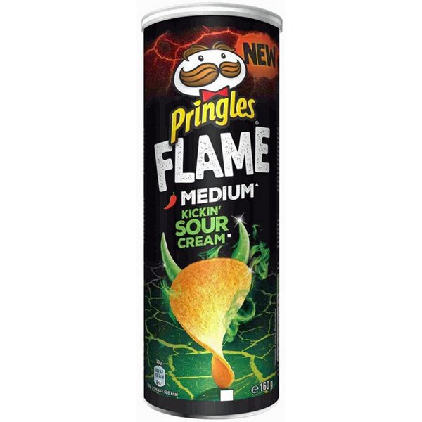 Pringles Knabberei, Pringles FLAME Medium Neu Kickin Sour Cream Stapelchips 160g