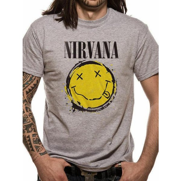 Nirvana Print-Shirt NIRVANA T-SHIRT Herren grau oder Schwarz L XL XXL