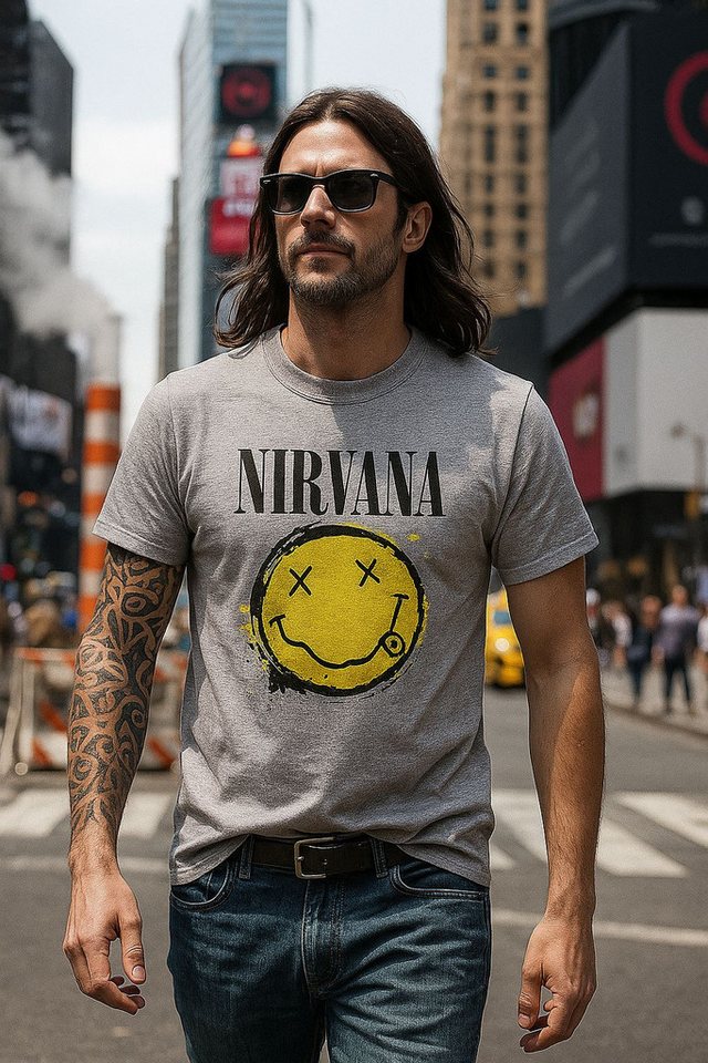 Nirvana Print-Shirt NIRVANA T-SHIRT Herren grau oder Schwarz L XL XXL – Bild 2 von 2