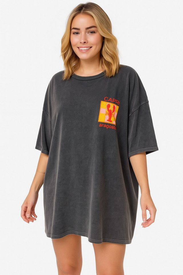 Worldclassca Print-Shirt Worldclassca Oversized CAPRI Print T-Shirt lang Tee Sommer Oberteil PRINT - CAPRI ARAGOSTA - ITALIA – Bild 2 von 2