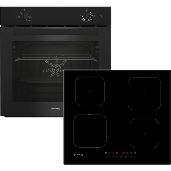 Privileg Backofen-Set BAKO 220 BLACK INDUKTION, Hydrolyse, Einfache Reinigung mit Wasserdampf mit Hydrolyse