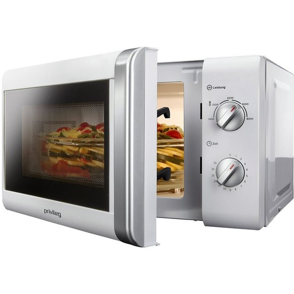 Privileg Mikrowelle 150472, Mikrowelle, 20 l, mit 5 Leistungsstufen, silber