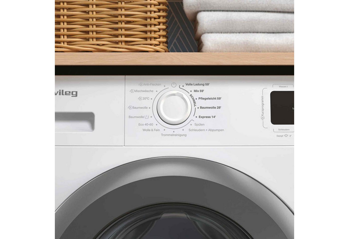 Privileg Waschmaschine MY TIME DE PMWF 954A, 9 kg, 1400 U/min, Steam – reduziert Knitterfalten und Bügelzeit – Bild 4 von 5