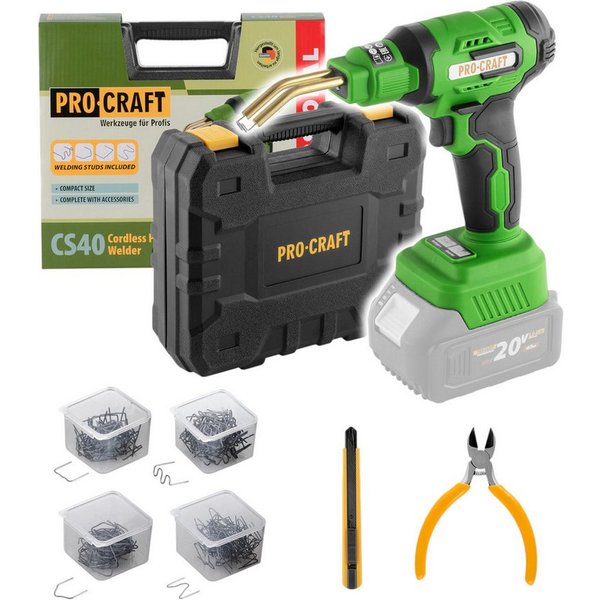 PRO CRAFT Elektroschweißgerät CS40-bb Akku Kunststoffschweißgerät 20 V 600 °C 0,7 - 1,1 A + Koffer