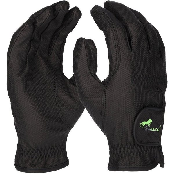 PRO FIT by Fitzner Reithandschuhe, Reiterhandschuhe, Handschuhe zum Reiten, Schwarz (1, Paar) mit Klettverschluss, verstärkte Zügelführung