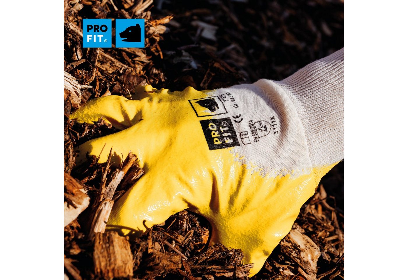 PRO FIT Nitril-Handschuhe Arbeitshandschuhe, Gartenhandschuh ¾ beschichtet, Mechaniker-Handschuh (12, Paar) Wasserdichte Handinnenfläche – Bild 5 von 5