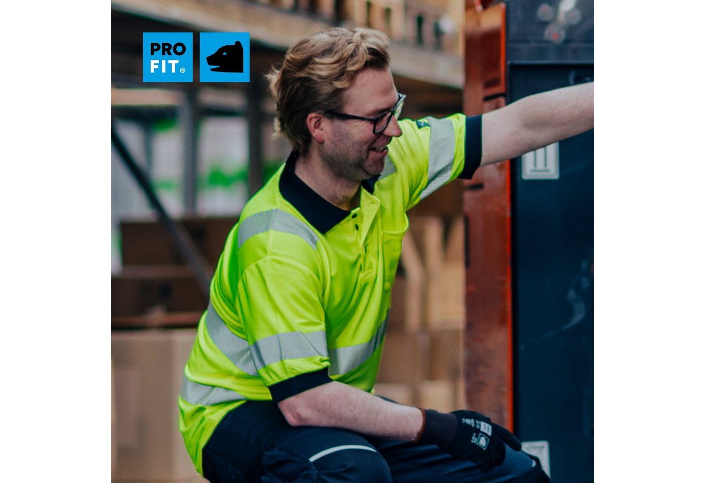 PRO FIT Poloshirt Warnschutz, Kurzarm-Polo Shirt, Arbeits-Poloshirt - Neongelb (1, Stück) Atmungsaktiv, hohe Sichtbarkeit durch Reflexstreifen, mit UV-Schutz – Bild 5 von 5