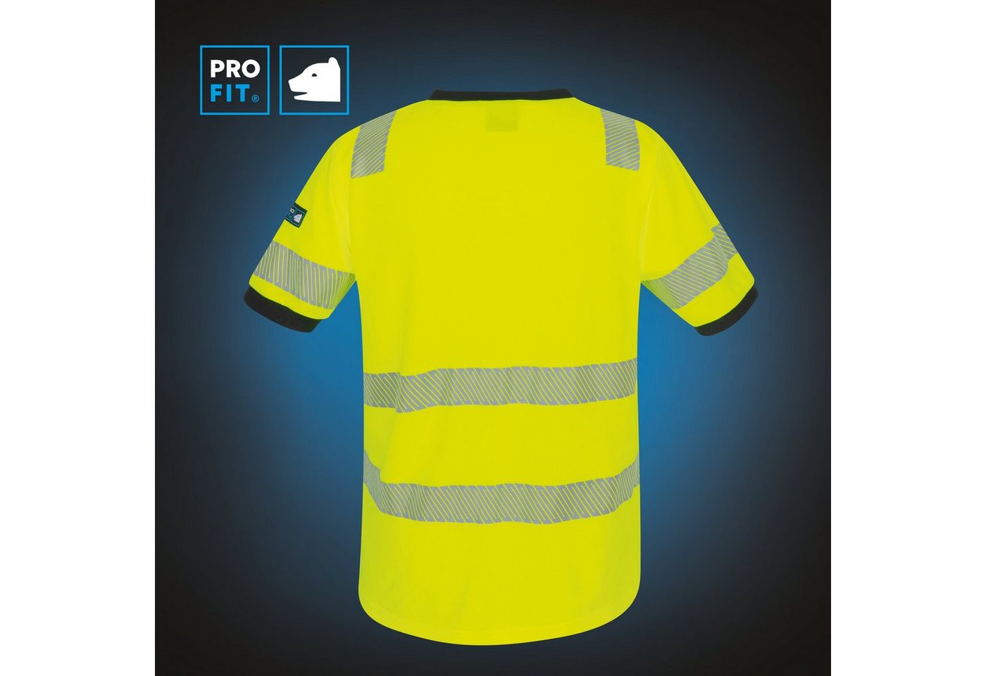 PRO FIT T-Shirt Warnschutz, Arbeits-Shirt, Warnshirt - Neongelb (1, Stück) Atmungsaktiv, Reflexstreifen, UV-Schutz, Allergiker geeignet, Unisex – Bild 4 von 5