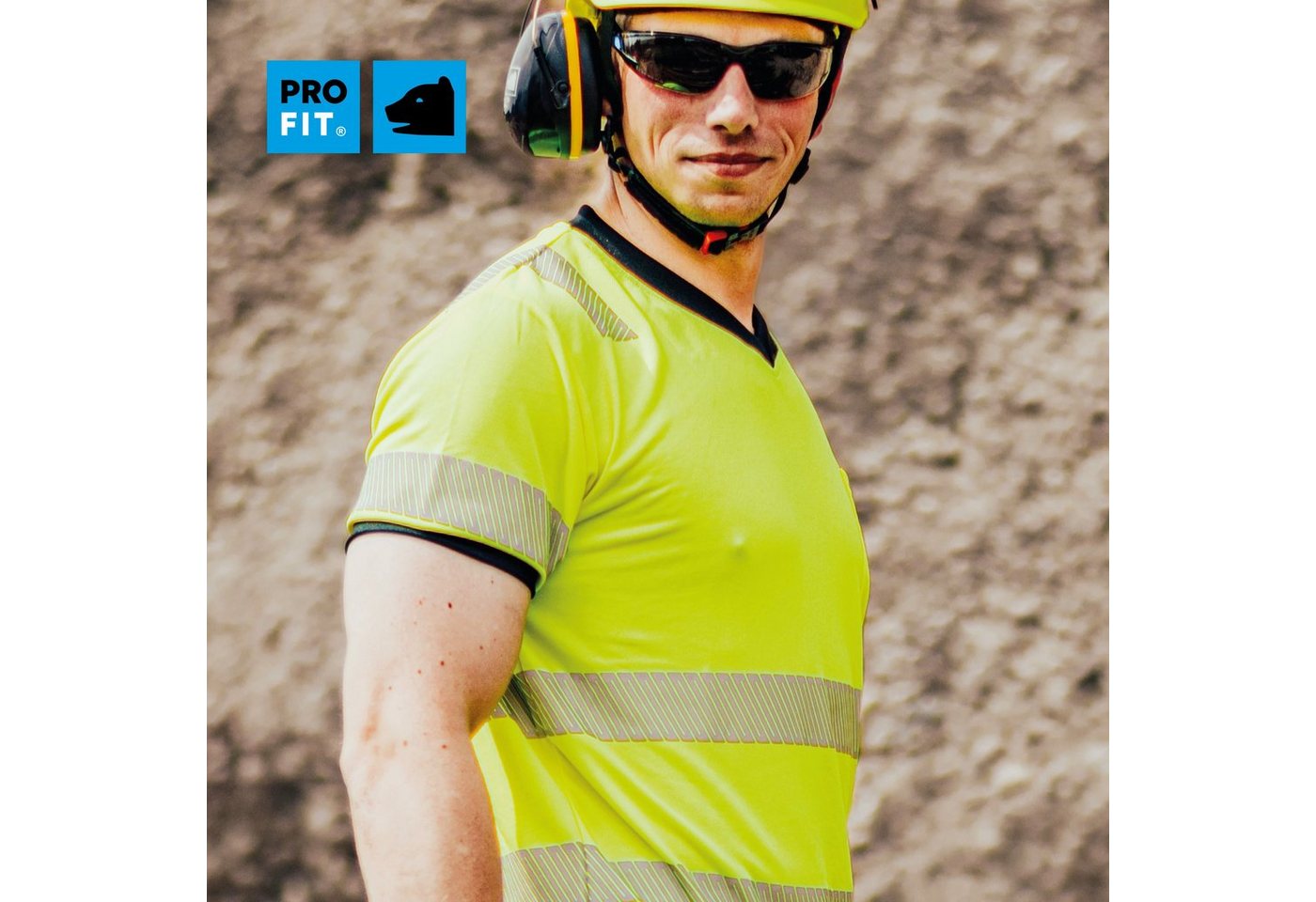 PRO FIT T-Shirt Warnschutz, Arbeits-Shirt, Warnshirt - Neongelb (1, Stück) Atmungsaktiv, Reflexstreifen, UV-Schutz, Allergiker geeignet, Unisex – Bild 5 von 5