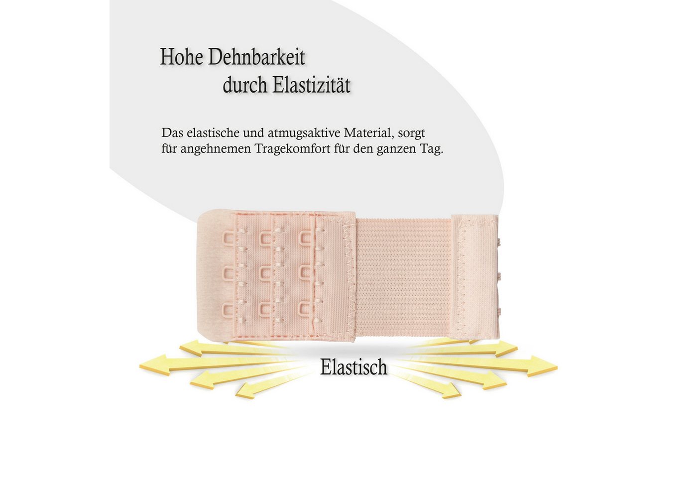 Pro Home BH-Verlängerung Elastischer Bra Extender - 9,5cm x 2,5 bis 5,5cm (3 St), flexible Erweiterung für BH's - BH-Verlängerer - Verlängerung – Bild 4 von 5