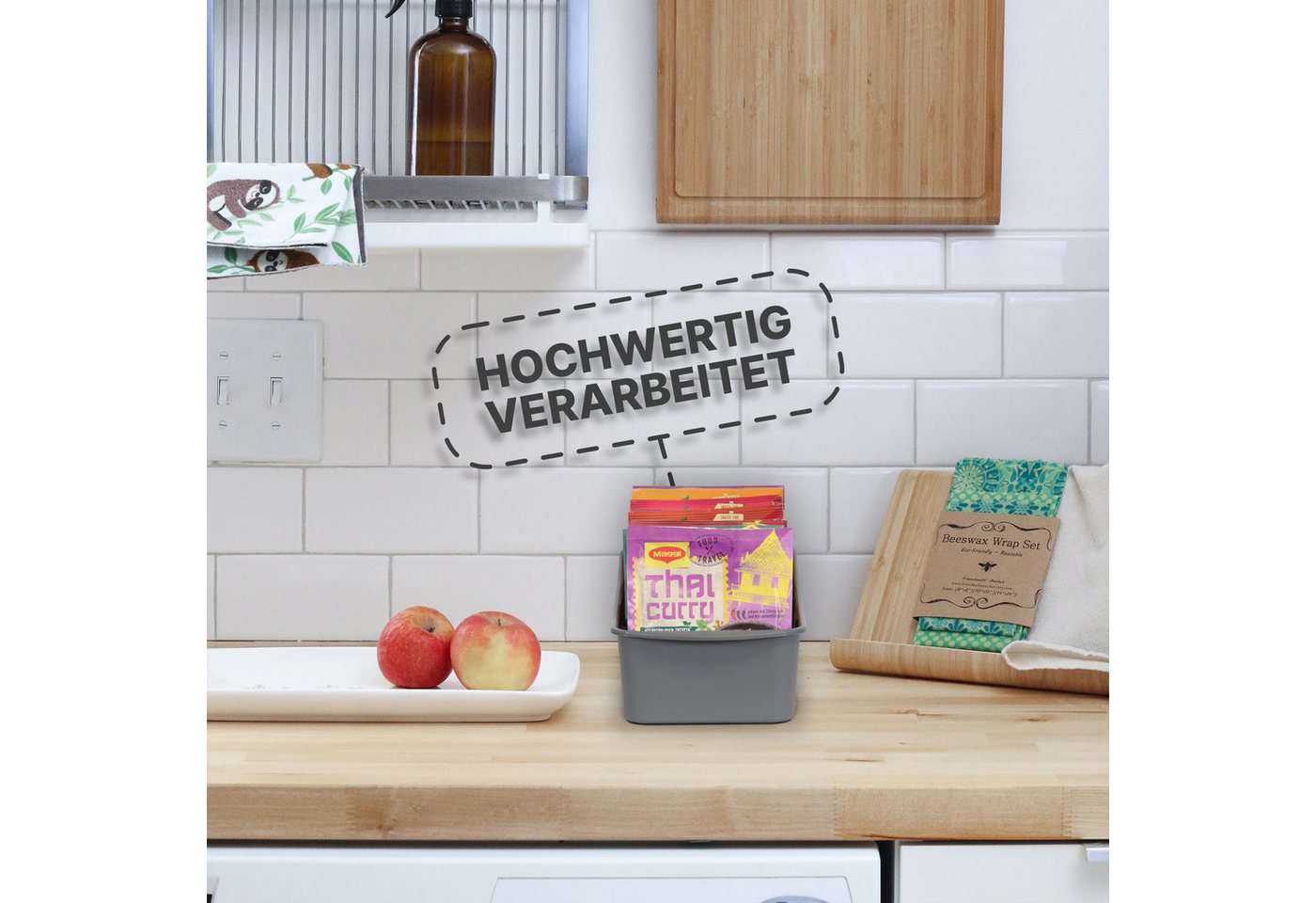 Pro Home Küchenorganizer-Set mit 3 Fächern, (2-tlg), Aufbewahrungsbox für Tütensuppen, Gewürze. Ordnungssystem – Bild 3 von 5