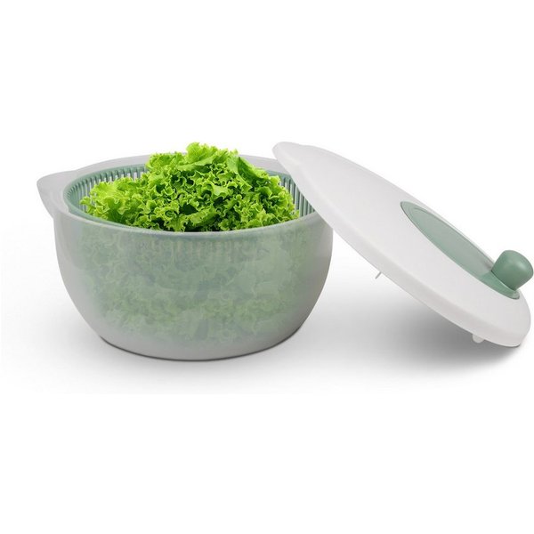 Pro Home Salatschleuder 3D Kurbel, (4 Liter / Ø25cm, 3in1 - Schleuder, Sieb und Salatschüssel), Salattrockner - Schleudern ohne Kraftaufwand, Spülmaschinenfest