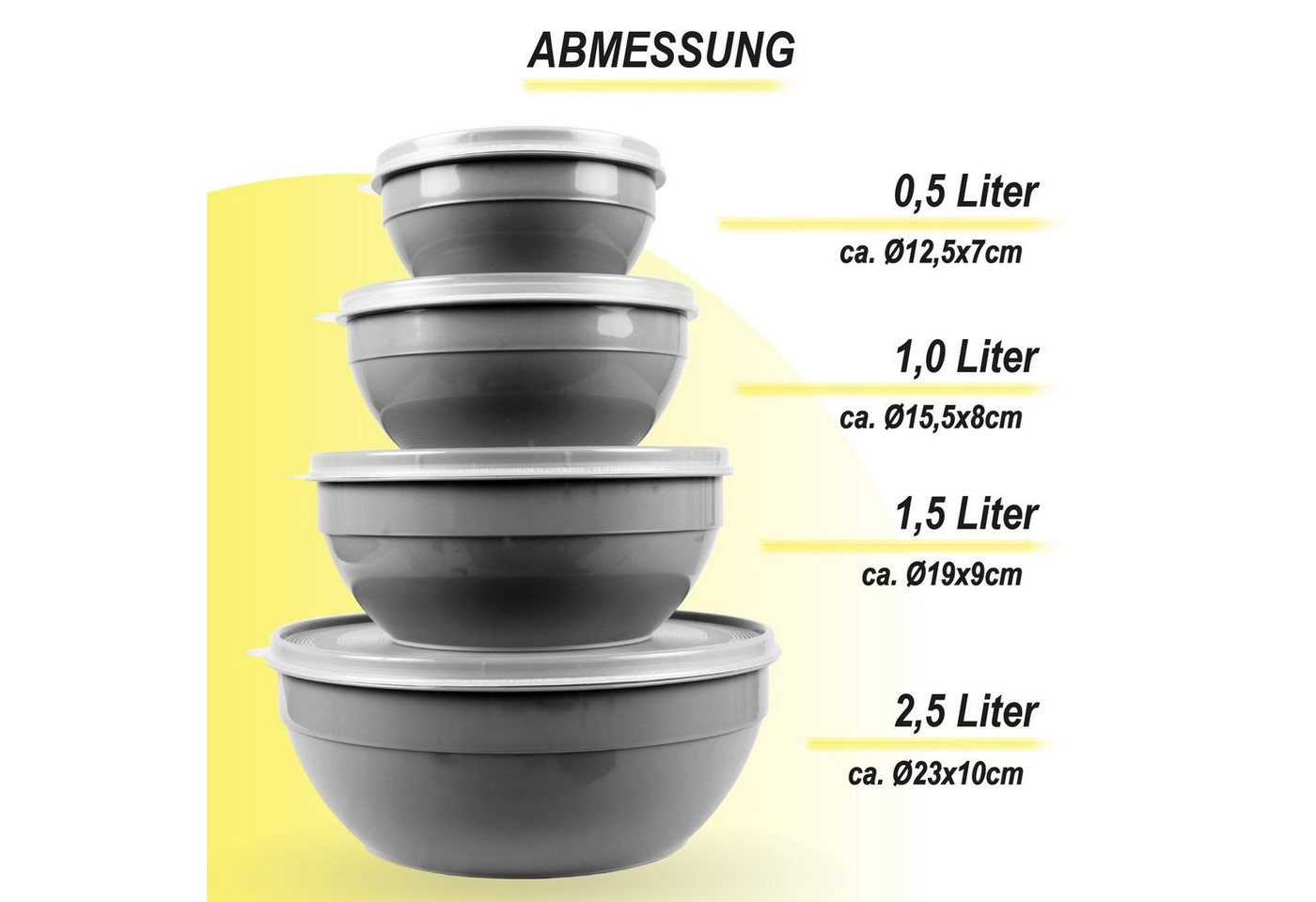 Pro Home Vorratsdose mit Deckel Set 0,5L/1,0L/1,5L/2,5L, Kunststoff, (4-tlg., 4er Set), mikrowellen & spülmaschinengeeignet, lebensmittelecht, gefriertauglich – Bild 2 von 5