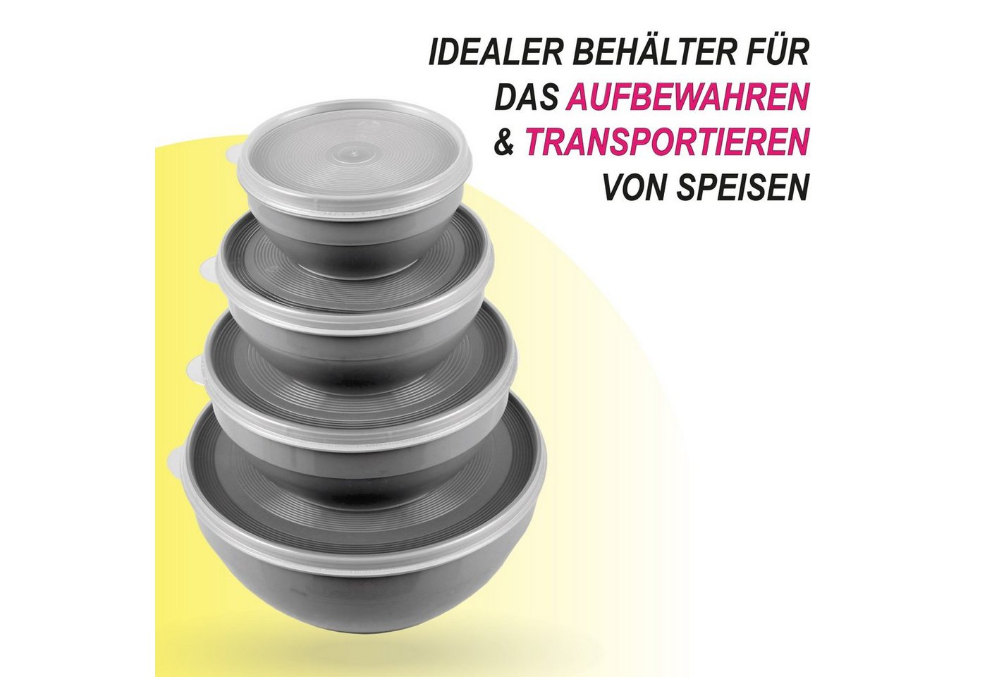 Pro Home Vorratsdose mit Deckel Set 0,5L/1,0L/1,5L/2,5L, Kunststoff, (4-tlg., 4er Set), mikrowellen & spülmaschinengeeignet, lebensmittelecht, gefriertauglich – Bild 3 von 5