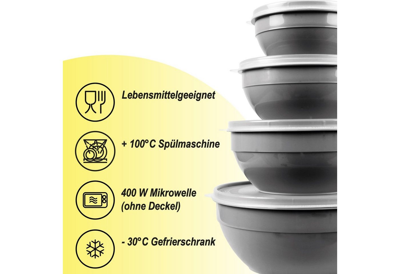 Pro Home Vorratsdose mit Deckel Set 0,5L/1,0L/1,5L/2,5L, Kunststoff, (4-tlg., 4er Set), mikrowellen & spülmaschinengeeignet, lebensmittelecht, gefriertauglich – Bild 5 von 5
