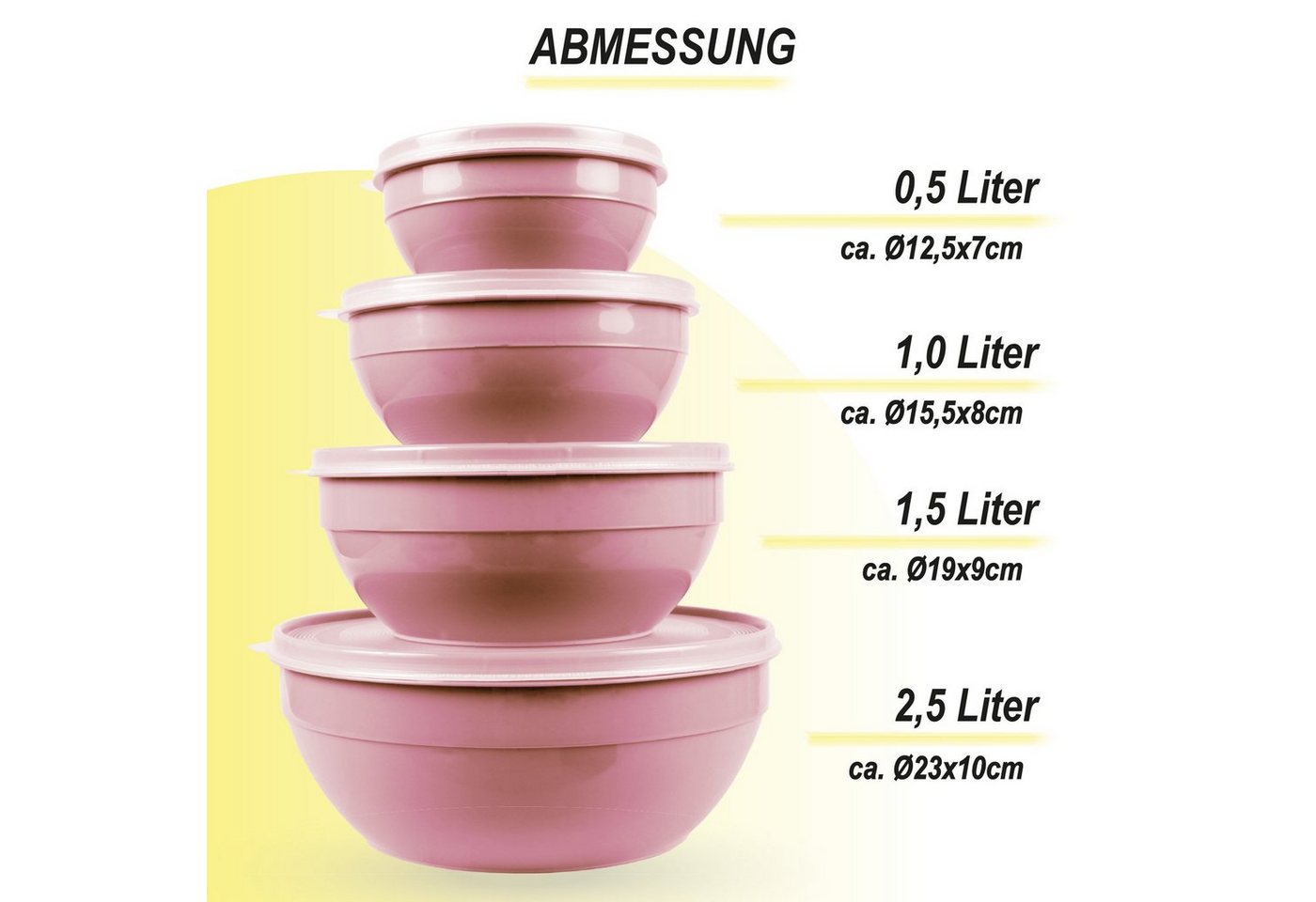 Pro Home Vorratsdose mit Deckel Set 0,5L/1,0L/1,5L/2,5L, Kunststoff, (8-tlg., 2 x 4er Set), mikrowellen & spülmaschinengeeignet, lebensmittelecht, gefriertaugli – Bild 2 von 5