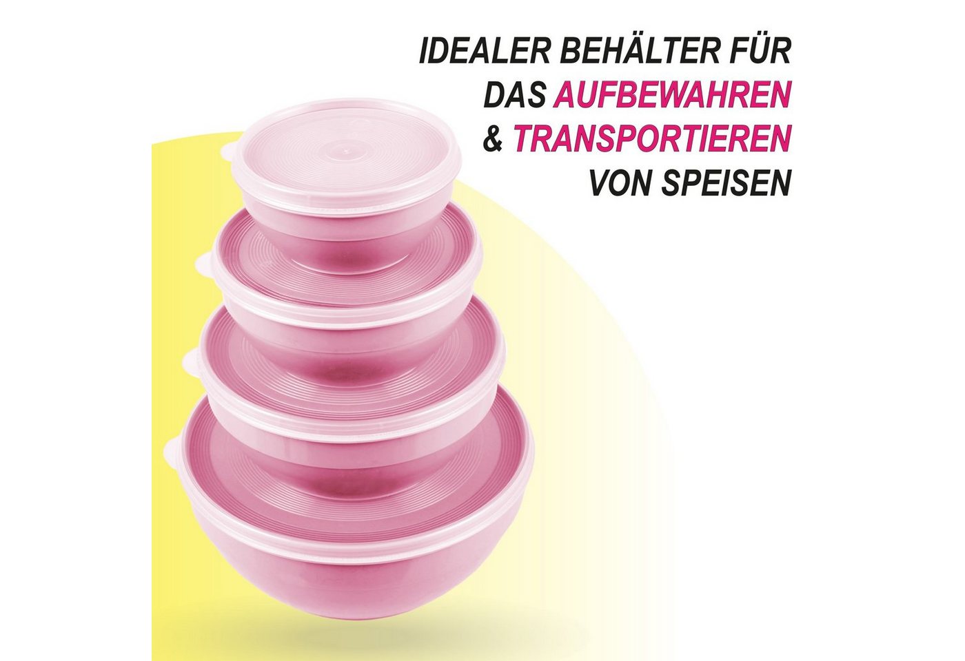 Pro Home Vorratsdose mit Deckel Set 0,5L/1,0L/1,5L/2,5L, Kunststoff, (8-tlg., 2 x 4er Set), mikrowellen & spülmaschinengeeignet, lebensmittelecht, gefriertaugli – Bild 3 von 5