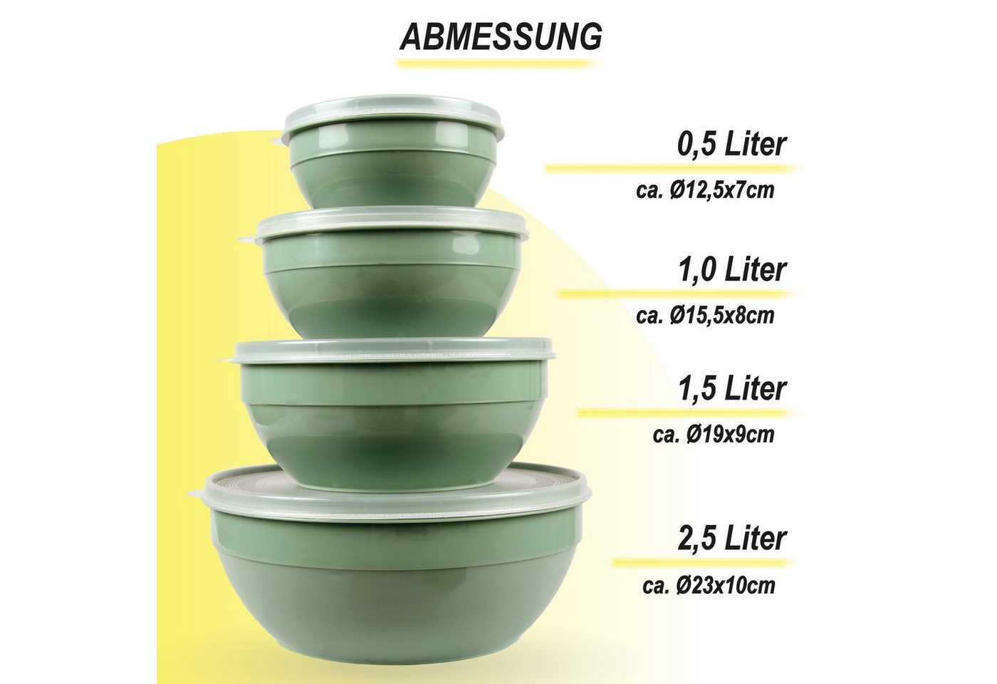 Pro Home Vorratsdose mit Deckel Set 0,5L/1,0L/1,5L/2,5L, Kunststoff, (4-tlg., 4er Set), mikrowellen & spülmaschinengeeignet, lebensmittelecht, gefriertauglich – Bild 2 von 5