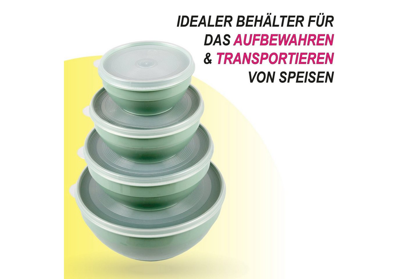 Pro Home Vorratsdose mit Deckel Set 0,5L/1,0L/1,5L/2,5L, Kunststoff, (4-tlg., 4er Set), mikrowellen & spülmaschinengeeignet, lebensmittelecht, gefriertauglich – Bild 3 von 5