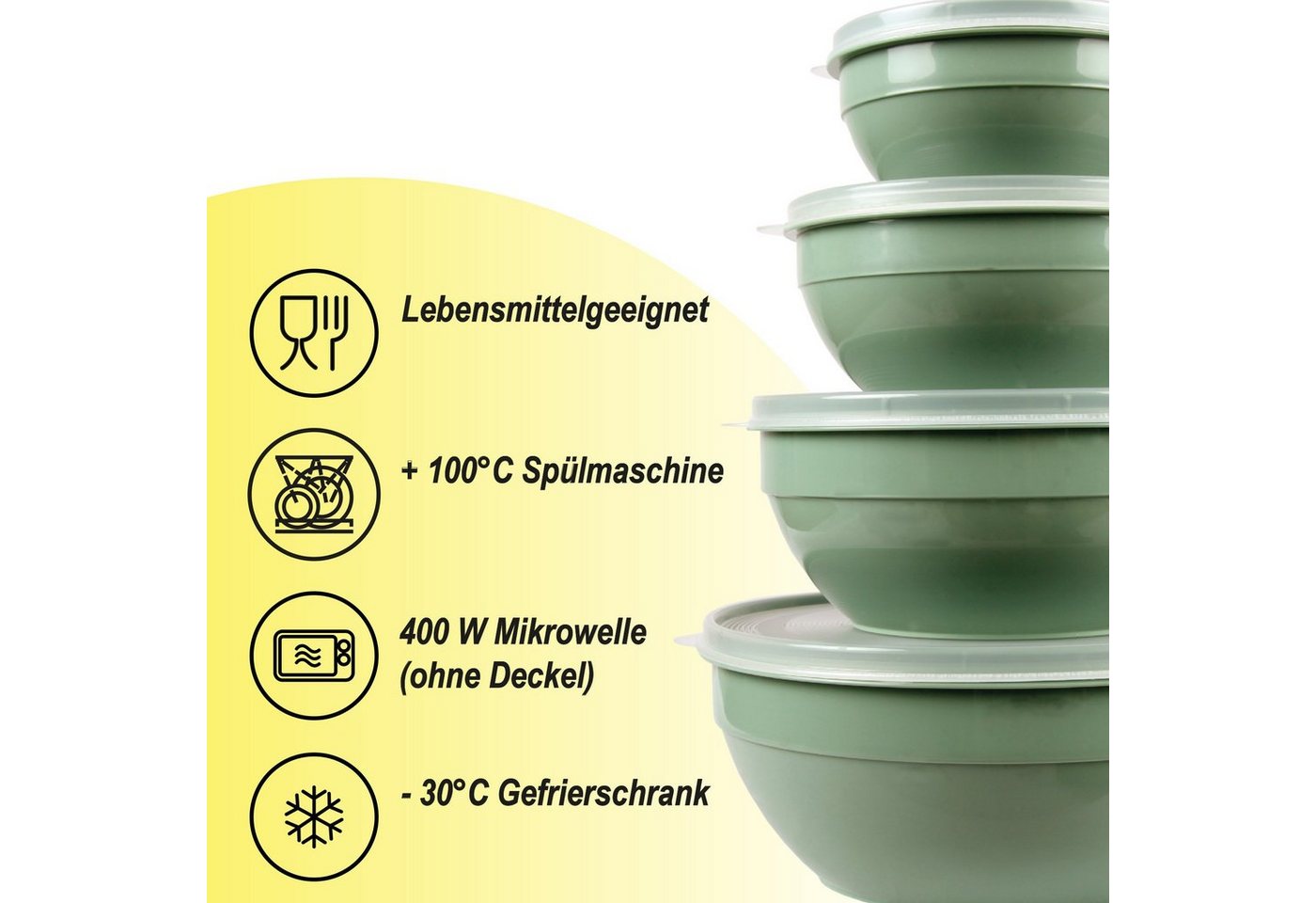 Pro Home Vorratsdose mit Deckel Set 0,5L/1,0L/1,5L/2,5L, Kunststoff, (4-tlg., 4er Set), mikrowellen & spülmaschinengeeignet, lebensmittelecht, gefriertauglich – Bild 5 von 5