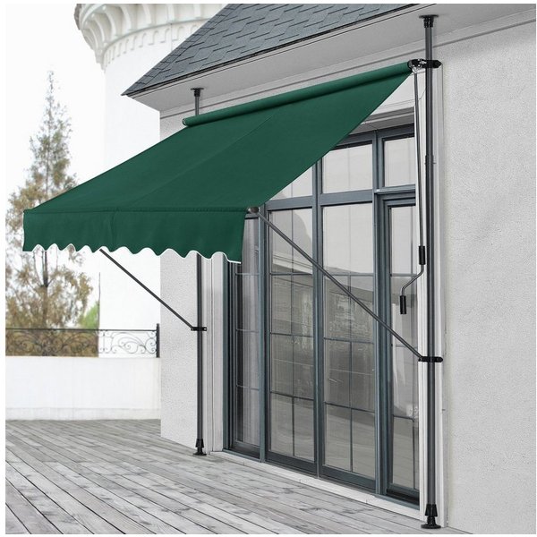pro.tec Klemmmarkise »Stem« ohne Bohren Stahlgestell 150x120x220-309 cm Dunkelgrün
