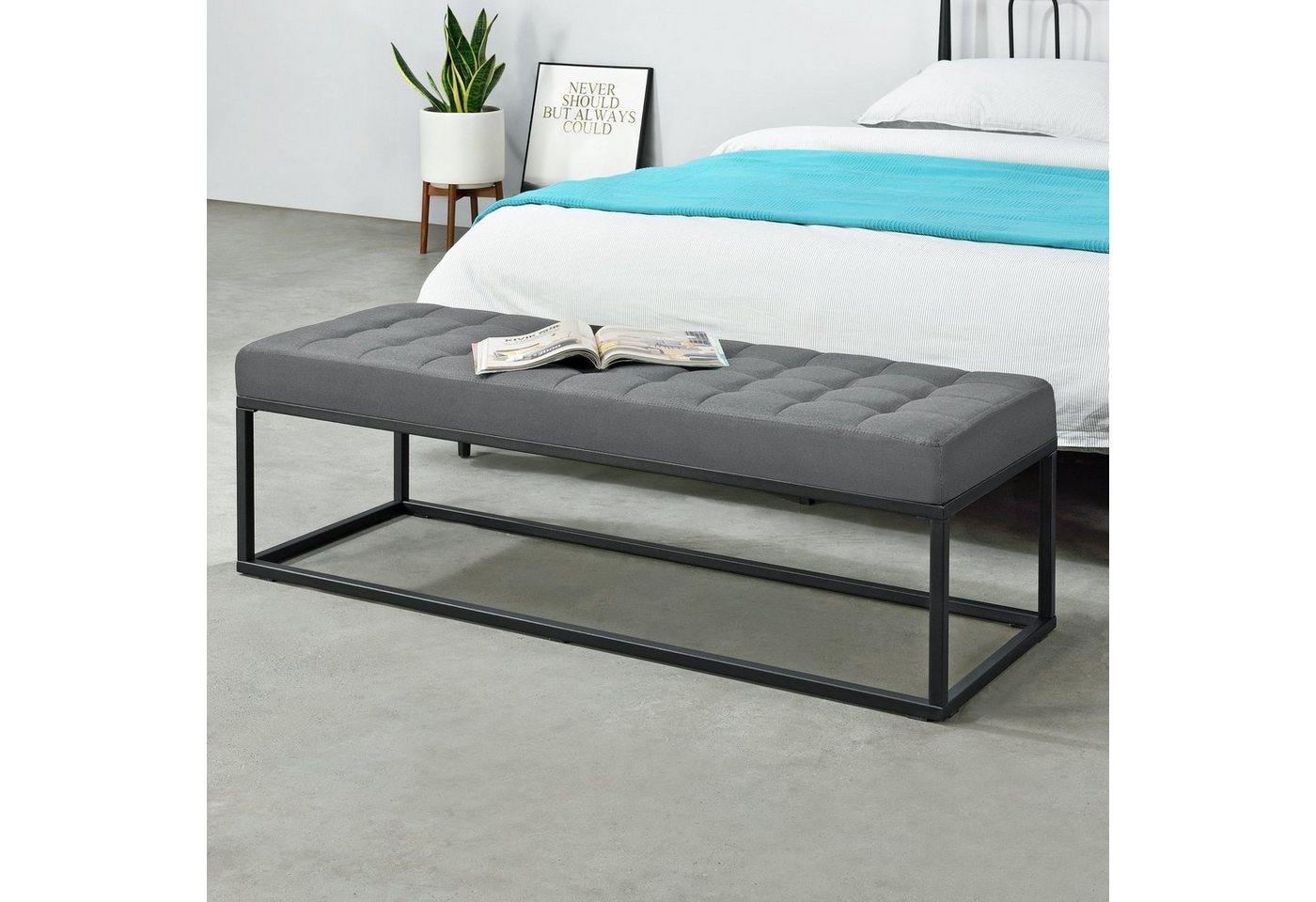 pro.tec Polsterbank, »Salta« Sitzbank Metall 120 x 40 x 38 cm Grau – Bild 2 von 5