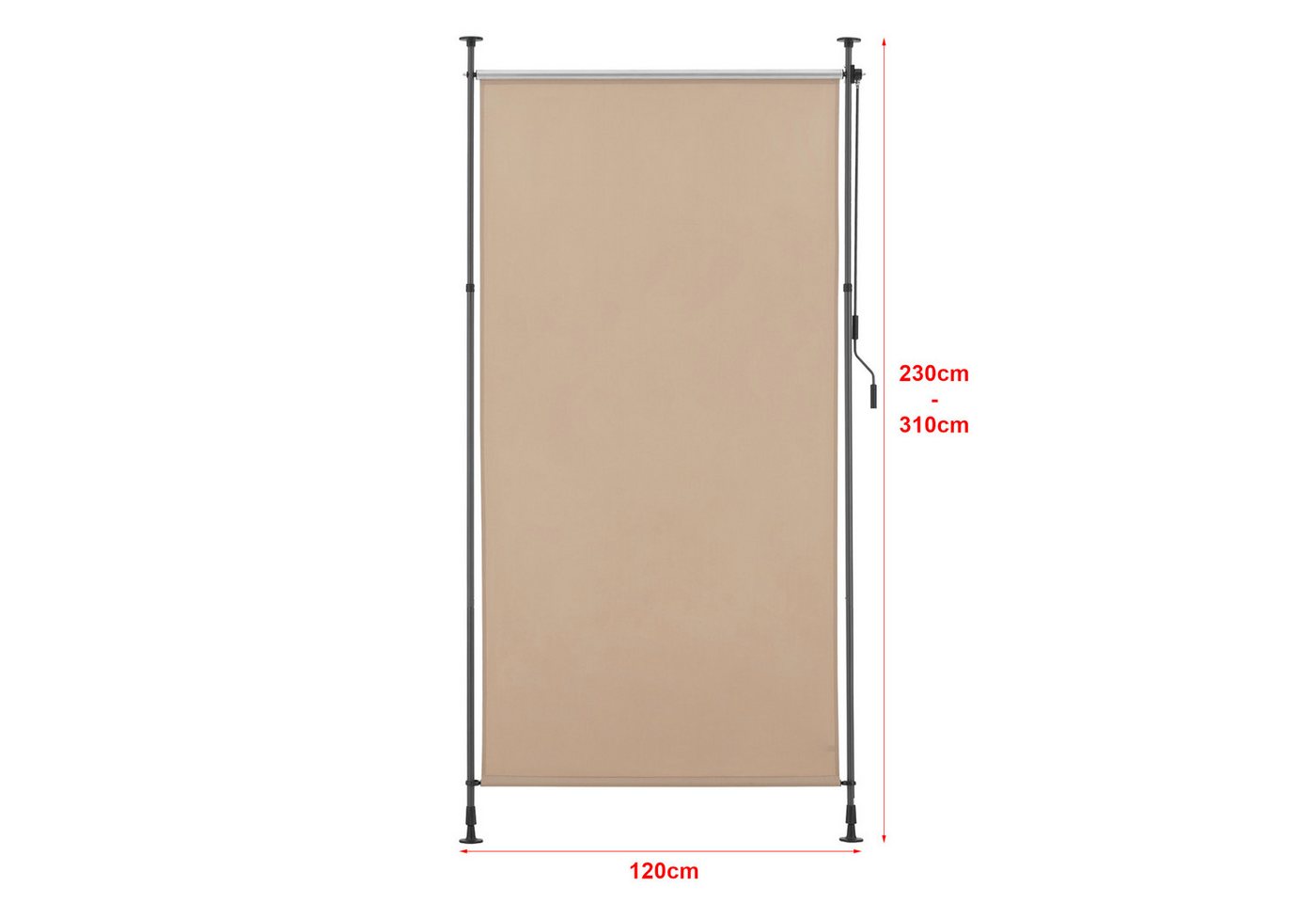 pro.tec Senkrechtmarkise »Cimarra« Klemmmarkise Senkrechtmarkise Sandfarben 120 x 270 cm – Bild 3 von 5