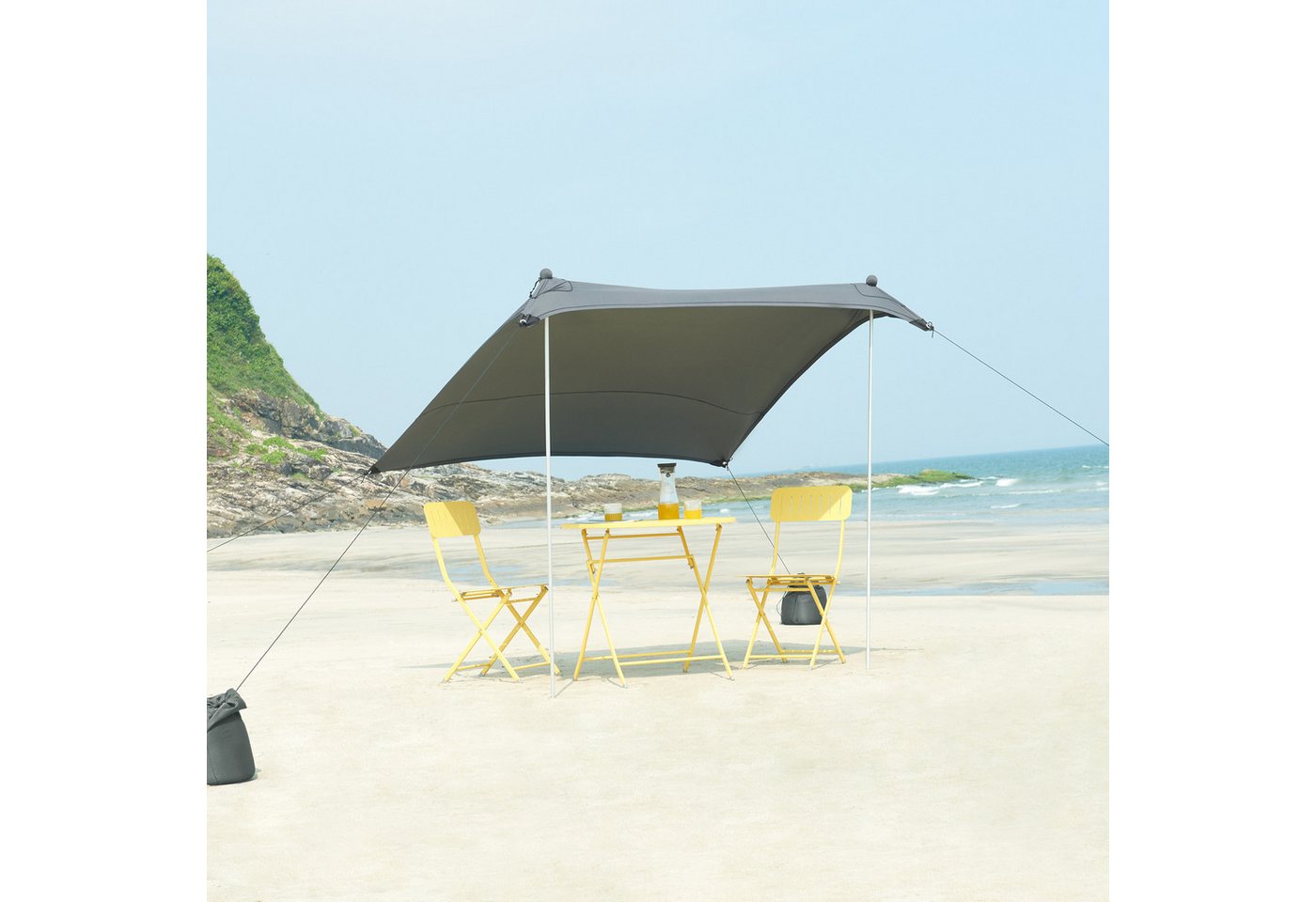 pro.tec Sonnensegel, (mit Transporttasche), »Bernheze« Strandzelt aus Lycra mit UV-Schutz 2 x 2 x 1,7 m Grau – Bild 2 von 5
