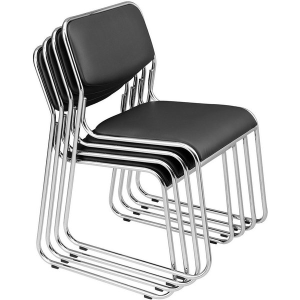 pro.tec Stapelstuhl, »Office« 4er Set stapelbar ergonomisch Kunstlederbezug Schwarz