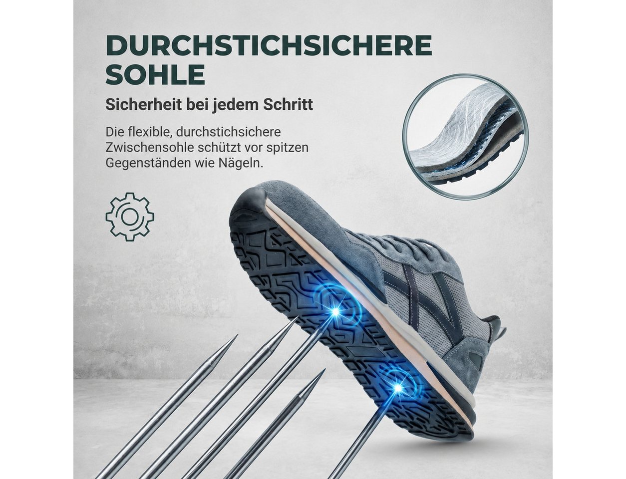 PROCHAIN S1P SRC Arbeitsschuhe Modische Herren Sicherheitsschuh (Stahlkappe Arbeitsschuhe chutzschuhe Schutzausrüstung, sportlich, bequem, leicht, atmungsaktiv, – Bild 4 von 5