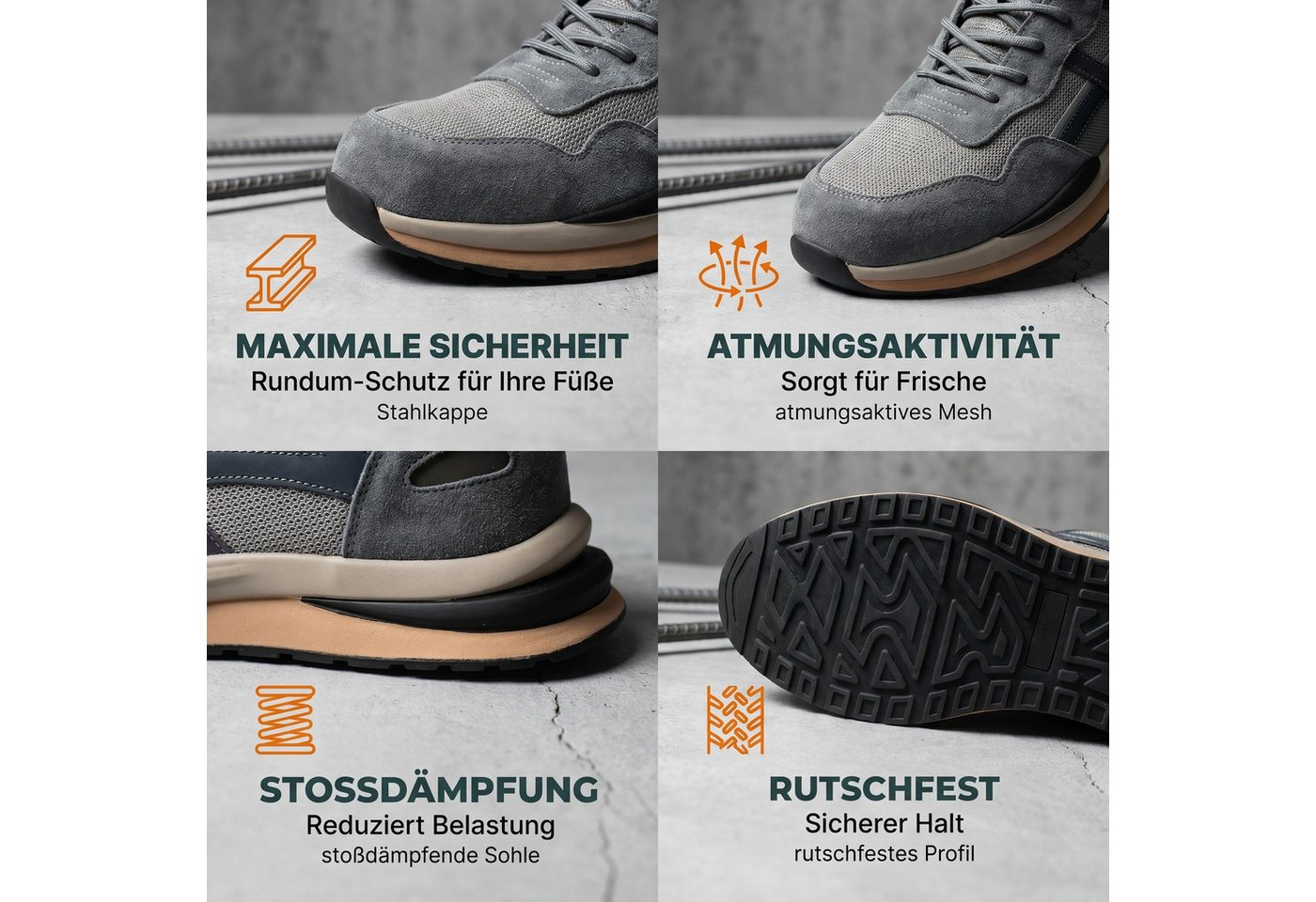 PROCHAIN S1P SRC Arbeitsschuhe Modische Herren Sicherheitsschuh (Stahlkappe Arbeitsschuhe chutzschuhe Schutzausrüstung, sportlich, bequem, leicht, atmungsaktiv, – Bild 5 von 5