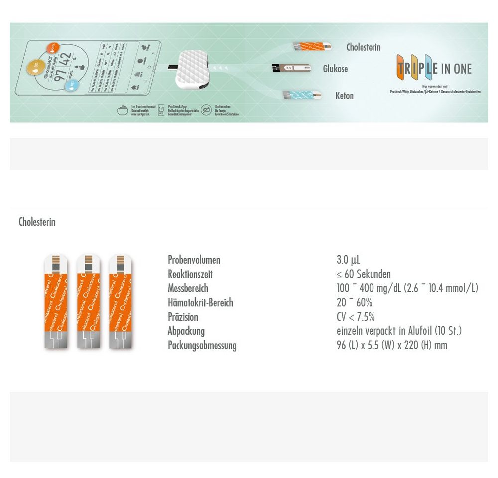 Procheck Cholesterin-Teststreifen, 10-tlg. – Bild 2 von 3