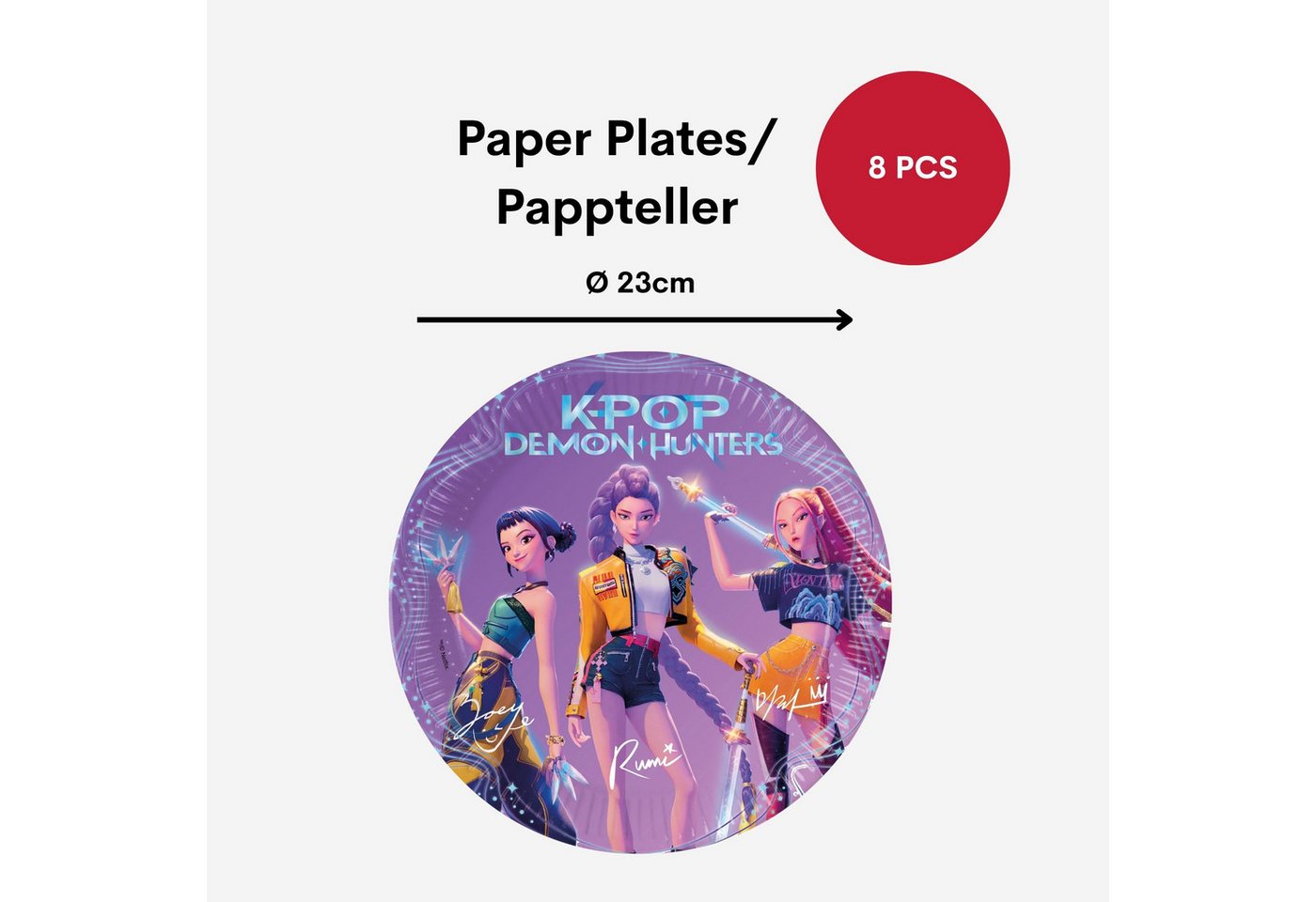 Procos Einweggeschirr-Set K-POP DEMON HUNTERS Kindergeburtstag Party Deko 36-teilig 8 Kinder, 8 Personen – Bild 4 von 5