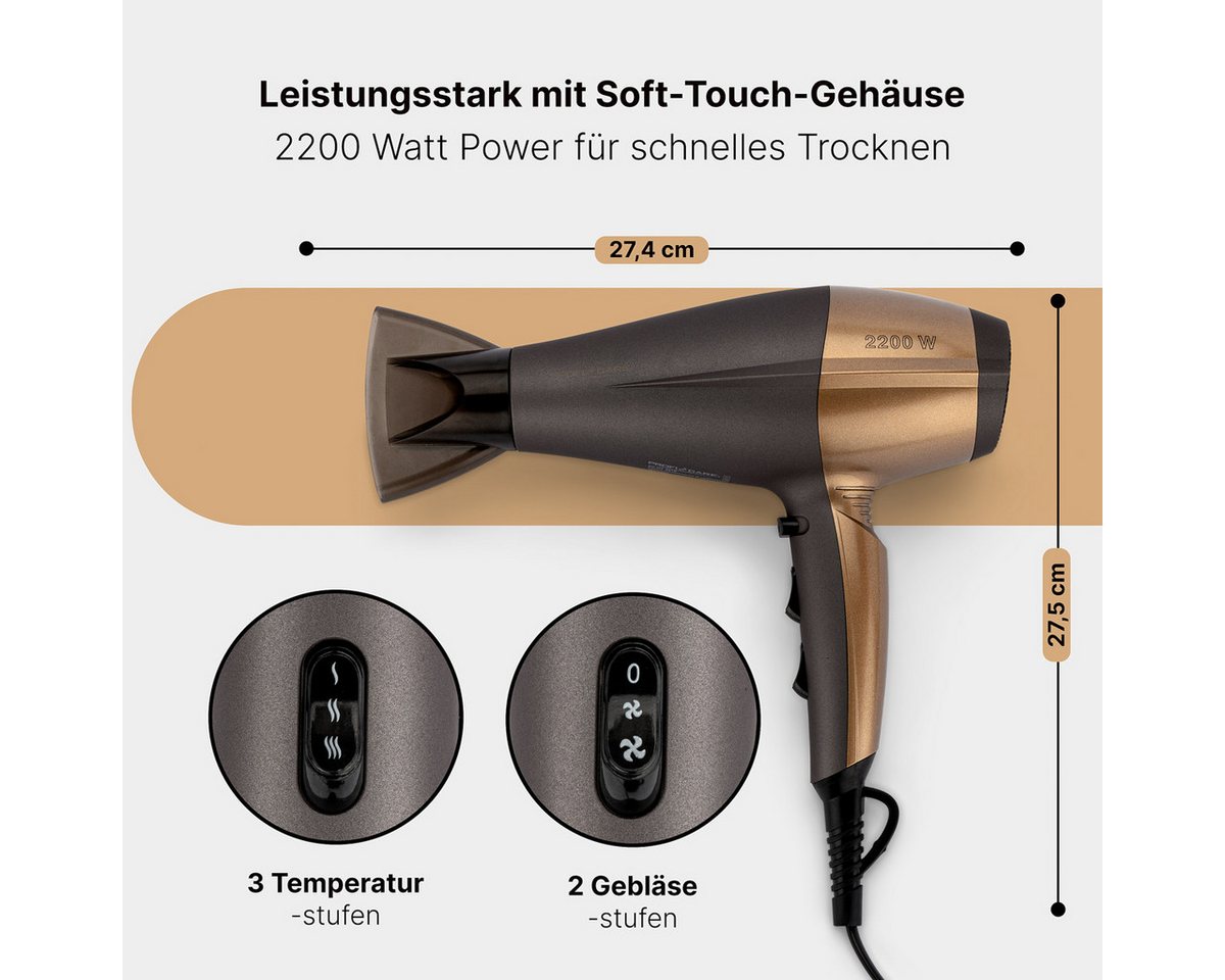 ProfiCare Haartrockner PC-HT 3010, Ionisierungsfunktion, 2200 Watt, 3 Stufen – Bild 3 von 5
