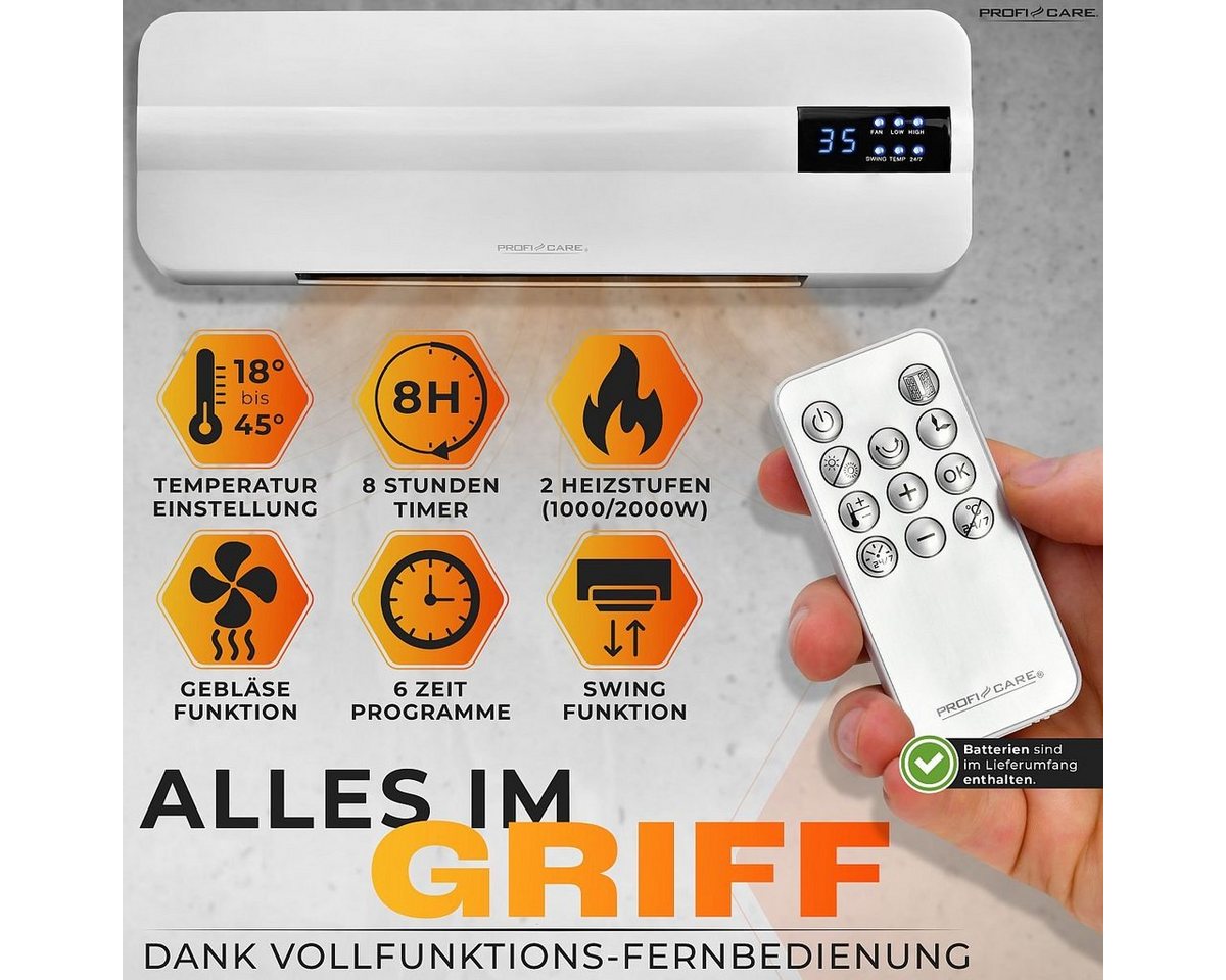 ProfiCare Heizlüfter PC-HL 3116, mit Fenster-Offen-Erkennung, für bis zu 60qm – Bild 4 von 5