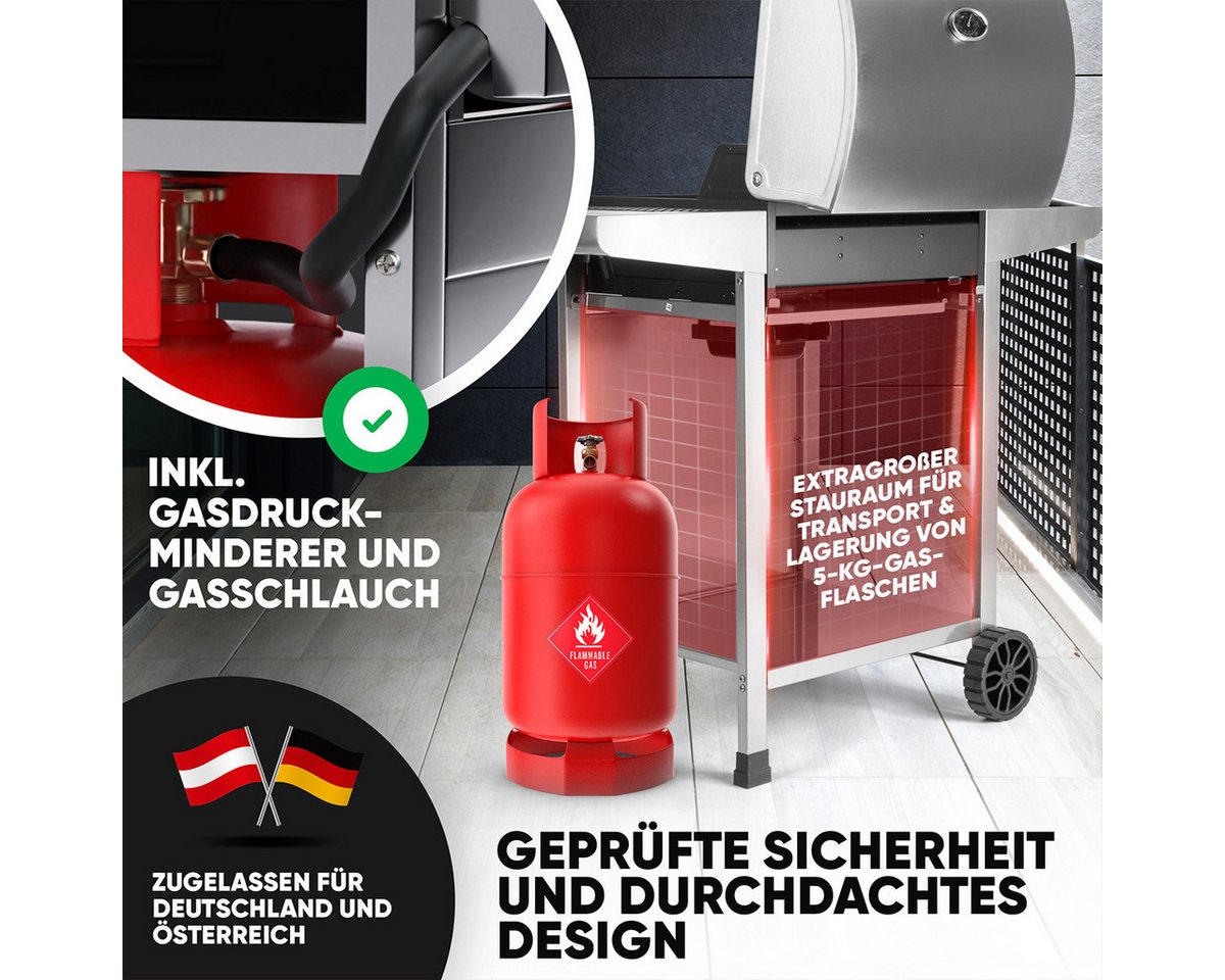 ProfiCook Gasgrill PC-GG 1309, Gasgrill bis zu 350°C, Grillroste aus Gusseisen – Bild 5 von 5