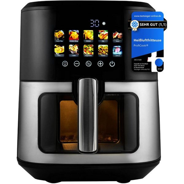 ProfiCook Heißluftfritteuse PC-FR 1286 H, Heißluftfritteuse 6,5L, ohne Öl oder Fett