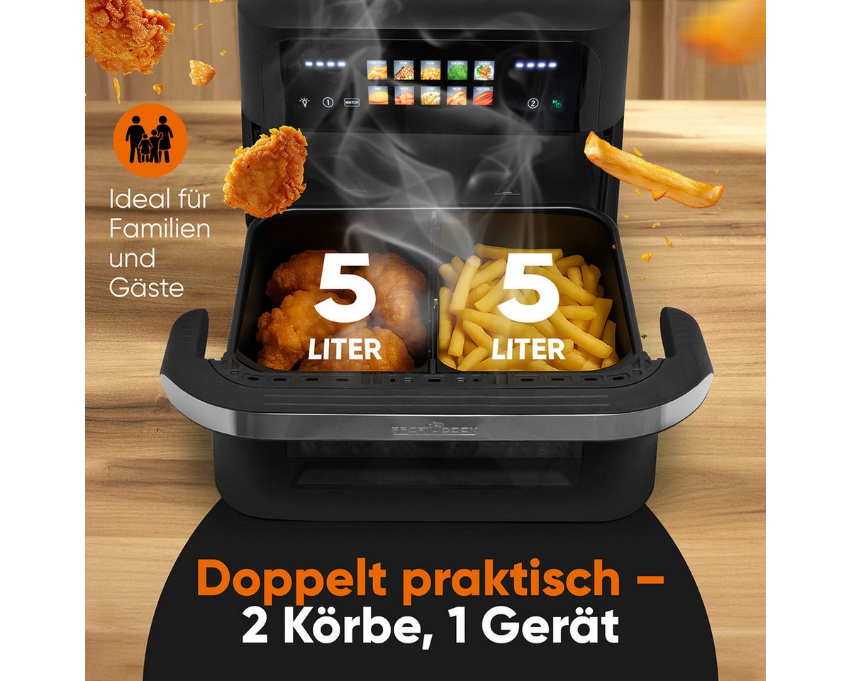 ProfiCook Heißluftfritteuse PC-FR 1313 H, XXL Heißluftfritteuse, 10L, Öl und Fettfrei – Bild 3 von 5
