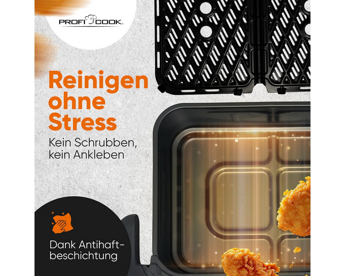 ProfiCook Heißluftfritteuse PC-FR 1313 H, XXL Heißluftfritteuse, 10L, Öl und Fettfrei – Bild 4 von 5