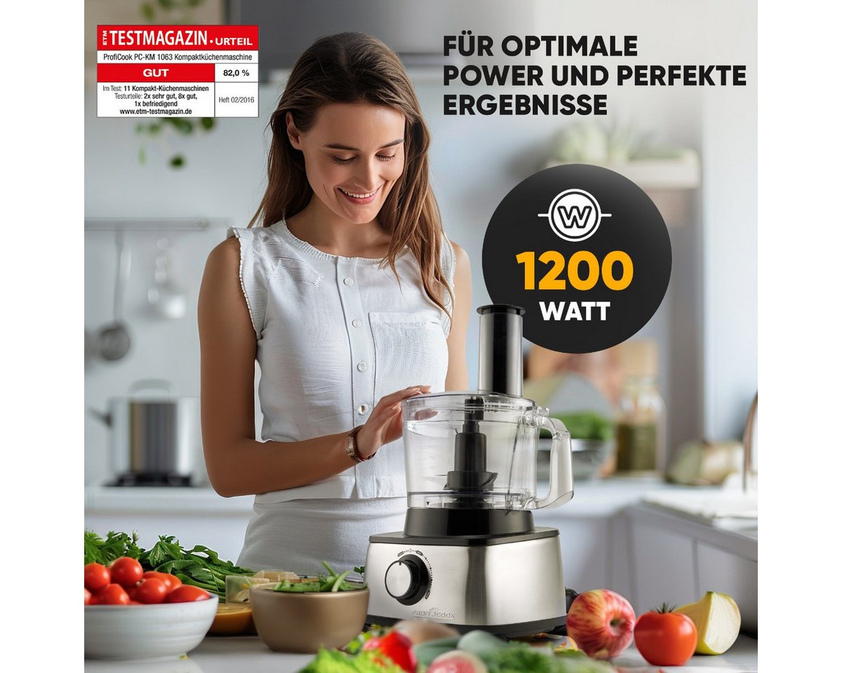 ProfiCook Kompakt-Küchenmaschine PC-KM 1063, 3in1, Mixer, Küchenmaschine und Entsafter, 1200W – Bild 3 von 5