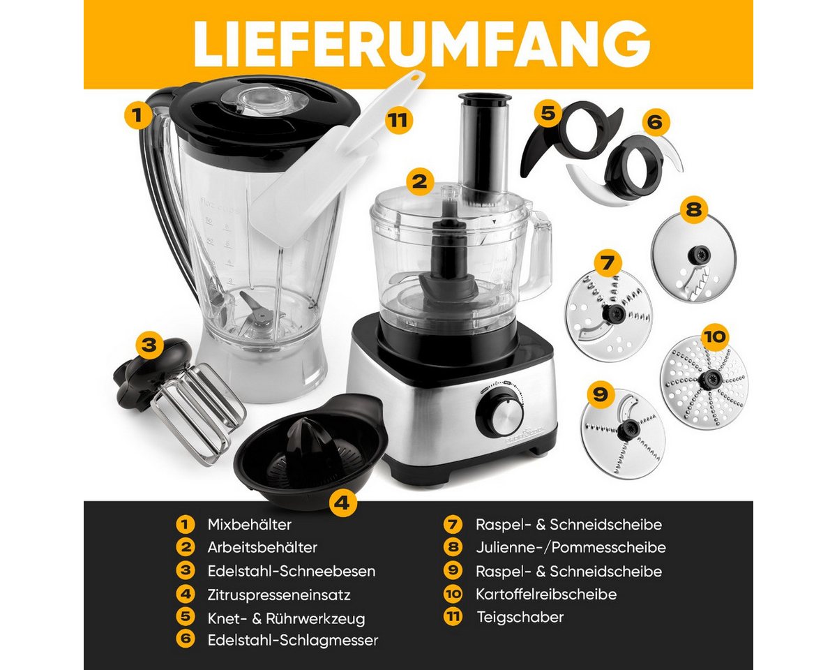 ProfiCook Kompakt-Küchenmaschine PC-KM 1063, 3in1, Mixer, Küchenmaschine und Entsafter, 1200W – Bild 5 von 5