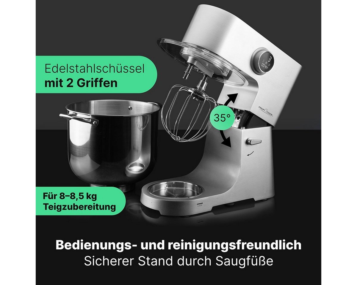 ProfiCook Küchenmaschine PC-KM 1254, XXL 12L Schüssel, Knetmaschine mit 2500W Motor – Bild 3 von 5