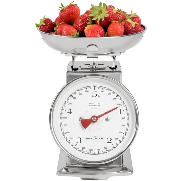 ProfiCook Küchenwaage PC-KW 1247, analog, mechanisch, 5 kg, Tara-Funktion, Edelstahl